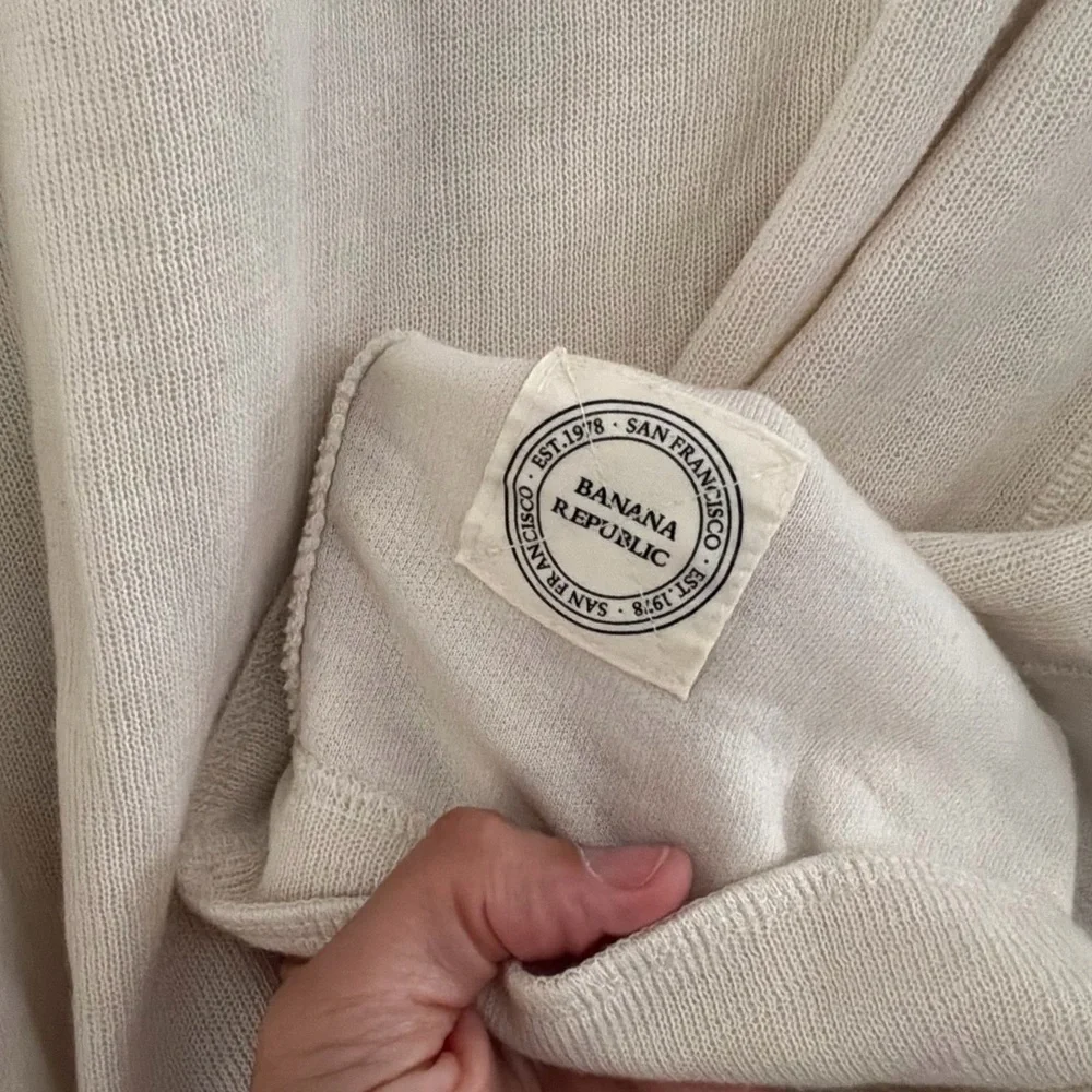 Banana Republic Ecru Crewneck Cotton Blend Double Knit Tee Size Small